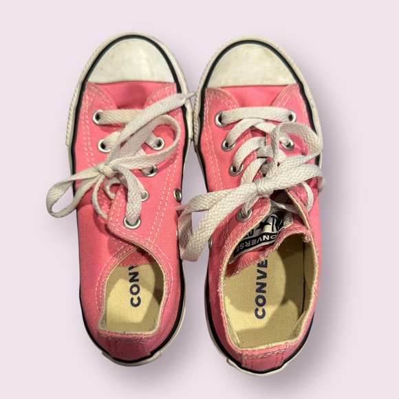 Girls Converse All Star Canvas Low Top Sneakers Shoes White And Pink Size 12 - Picture 7 of 8